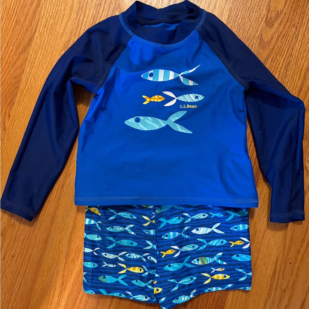 L.L. Bean Kids Swim Set - Blue Fish Design